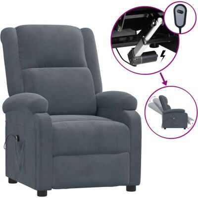 vidaXL Donkergrijze Fluwelen Elektrische Relaxfauteuil vidaXL Donkergrijze Fluwelen Elektrische Relaxfauteuil
