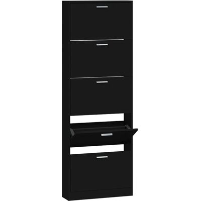 vidaXL Schwarzer Schuhschrank 59x17x169 cm mit 5 Schubladen - Schuhaufbewahrung vidaXL Schwarzer Schuhschrank 59x17x169 cm mit 5 Schubladen - Schuhaufbewahrung