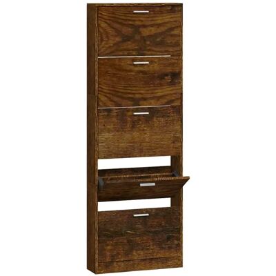 vidaXL Gerookte Eiken Schuhschrank 59x17x169 cm - Schuhschrank vidaXL Gerookte Eiken Schuhschrank 59x17x169 cm - Schuhschrank