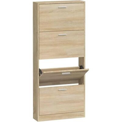 vidaXL Eiken schoenenkast - 5 lades - 59x17x150cm vidaXL Eiken schoenenkast - 5 lades - 59x17x150cm