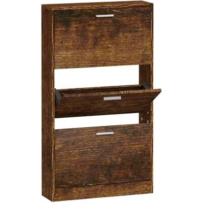 vidaXL schoenenkast van gerookt eiken 59x17x108 cm - Schoenopbergsmeubel vidaXL schoenenkast van gerookt eiken 59x17x108 cm - Schoenopbergsmeubel