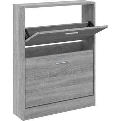 vidaXL Graues Sonoma Schuhschrank 59x17x81 cm Moderner Organizer vidaXL Graues Sonoma Schuhschrank 59x17x81 cm Moderner Organizer