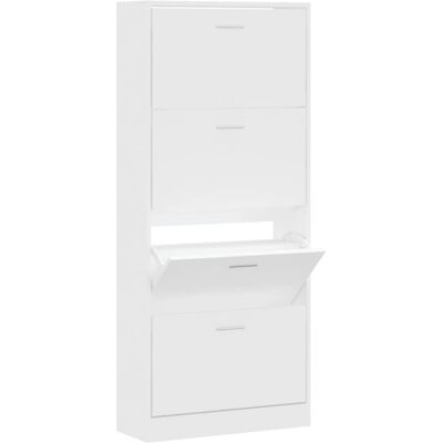 vidaXL Weißes Holzschuhschrank - 2 Schubladen - 63x24x147 cm vidaXL Weißes Holzschuhschrank - 2 Schubladen - 63x24x147 cm