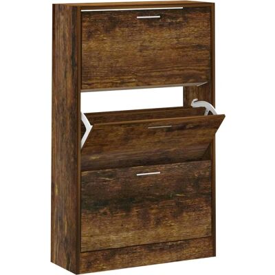 vidaXL Geschlossene Schuhschrank aus Räuchereiche - 2Schubladen - 63x24x103 cm vidaXL Geschlossene Schuhschrank aus Räuchereiche - 2Schubladen - 63x24x103 cm