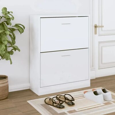 vidaXL Schuhschrank Hochglanz Weiß 63x24x81 cm vidaXL Schuhschrank Hochglanz Weiß 63x24x81 cm