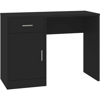 vidaXL 342653 Schwarzer Schreibtisch mit Schublade und Schrank - Schreibtisch vidaXL 342653 Schwarzer Schreibtisch mit Schublade und Schrank - Schreibtisch