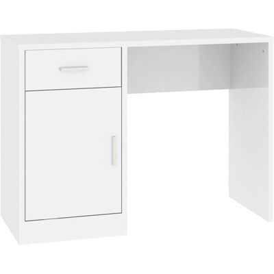 vidaXL Witte Hoogglans Bureau met Laden & Kast - 100x40x73cm vidaXL Witte Hoogglans Bureau met Laden & Kast - 100x40x73cm