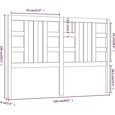 vidaXL Kopfende 126x4x100 cm aus massivem Kiefernholz Braun - Kopfteil vidaXL Kopfende 126x4x100 cm aus massivem Kiefernholz Braun - Kopfteil