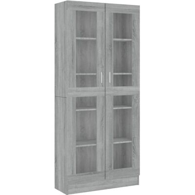 Vitrine grise Sonoma vidaXL - Bois engineered - Publicité Vitrine grise Sonoma vidaXL - Bois engineered - Publicité