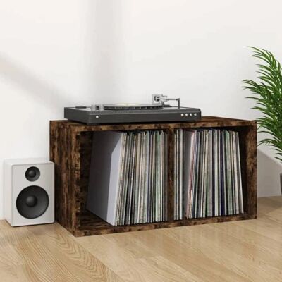 Boîte de rangement vinyle vidaXL Chêne Fumé - Armoire à disques - Publicité Boîte de rangement vinyle vidaXL Chêne Fumé - Armoire à disques - Publicité