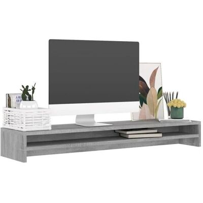 Support d'écran vidaXL Grey Sonoma 100x24x13 cm Bois Contrôlé - Monitor Stand - Publicité Support d'écran vidaXL Grey Sonoma 100x24x13 cm Bois Contrôlé - Monitor Stand - Publicité