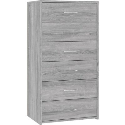 vidaXL Grauer Sonoma Sideboard mit 6 Schubladen - Wohnmöbel vidaXL Grauer Sonoma Sideboard mit 6 Schubladen - Wohnmöbel