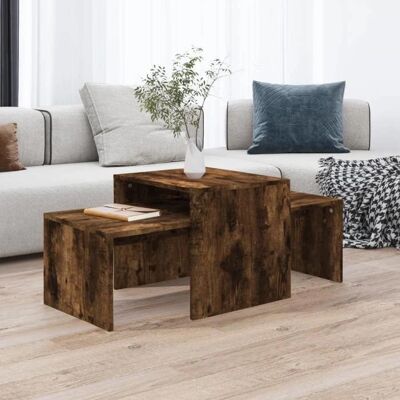 vidaXL Kaffee-Tisch-Set Rauch Eiche - Verbundholz - 100x48x40 cm vidaXL Kaffee-Tisch-Set Rauch Eiche - Verbundholz - 100x48x40 cm