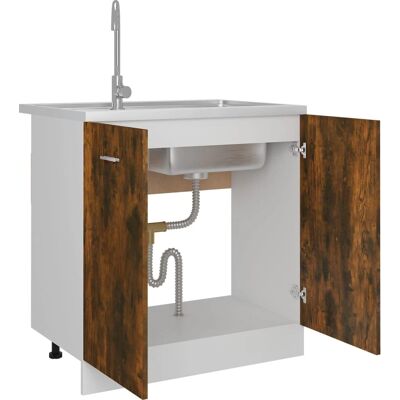 vidaXL Armoire de Cuisine Chêne Fumé - 80x46x81.5 cm - Étagère de rangement - Publicité vidaXL Armoire de Cuisine Chêne Fumé - 80x46x81.5 cm - Étagère de rangement - Publicité