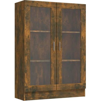 vidaXL Gerookte Eik Vitrine - Elegant Houten Kast vidaXL Gerookte Eik Vitrine - Elegant Houten Kast