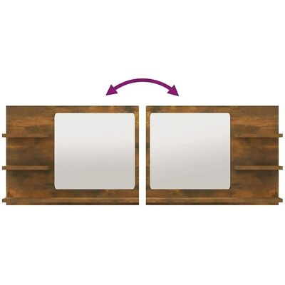 Miroir de salle de bain vidaXL Chêne Fumé - 60x10,5x45 cm - Miroir de bain - Publicité Miroir de salle de bain vidaXL Chêne Fumé - 60x10,5x45 cm - Miroir de bain - Publicité