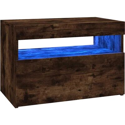 vidaXL Rauchfurnier Eichen TV-Schrank mit LED-Lichtern - Moderner Stauraum vidaXL Rauchfurnier Eichen TV-Schrank mit LED-Lichtern - Moderner Stauraum