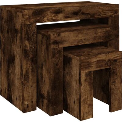 vidaXL 815984 Rauch Eiche Stapelbare Beistelltische - Couchtisch vidaXL 815984 Rauch Eiche Stapelbare Beistelltische - Couchtisch