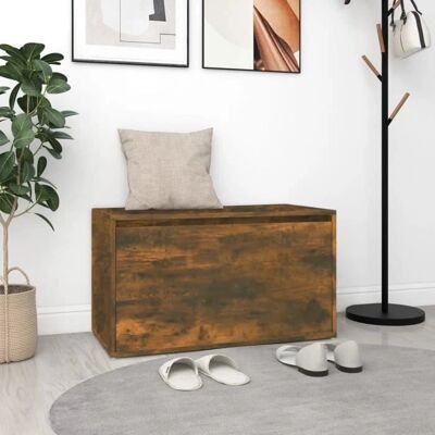 vidaXL Smoked Oak Hall Bench - Engineered Wood Storage - Hallway Entryway Furniture vidaXL Smoked Oak Hall Bench - Engineered Wood Storage - Hallway Entryway Furniture