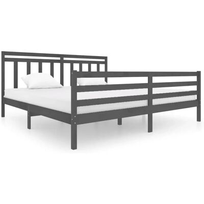vidaXL Bettgestell 200x200 cm - Massiv Holz, Grau vidaXL Bettgestell 200x200 cm - Massiv Holz, Grau