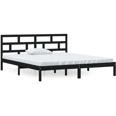vidaXL Bettgestell Solides Kiefernholz Schwarz 135x190cm - Bettart vidaXL Bettgestell Solides Kiefernholz Schwarz 135x190cm - Bettart