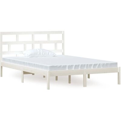 vidaXL Bedframe - 3101219 - Wit Massief Hout 140x200 cm vidaXL Bedframe - 3101219 - Wit Massief Hout 140x200 cm