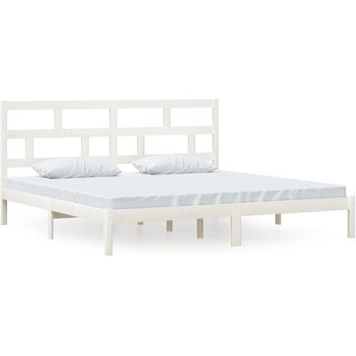 vidaXL 3101239 Bedframe - Massief dennenhout - Wit - 200x200 cm vidaXL 3101239 Bedframe - Massief dennenhout - Wit - 200x200 cm
