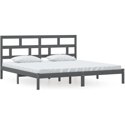 vidaXL 3101240 Bettgestell Grau Massivholz Kiefer 200x200 cm - Bettgestell vidaXL 3101240 Bettgestell Grau Massivholz Kiefer 200x200 cm - Bettgestell