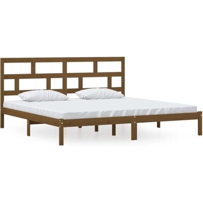 vidaXL Struttura letto - 200x200 cm - Miele marrone - Pino massiccio - Struttura letto vidaXL Struttura letto - 200x200 cm - Miele marrone - Pino massiccio - Struttura letto