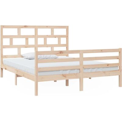 vidaXL Bettgestell - Massives Kiefernholz - Braun - 160x200 cm vidaXL Bettgestell - Massives Kiefernholz - Braun - 160x200 cm