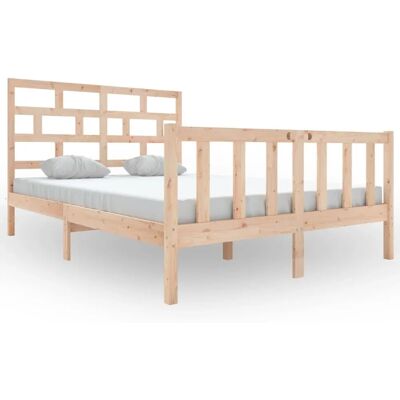 vidaXL Bettgestell - 135x190 cm - Massives Kiefernholz - Braun vidaXL Bettgestell - 135x190 cm - Massives Kiefernholz - Braun