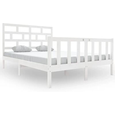 vidaXL Valkoinen mäntypuinen sängynrunko 135x190 cm - Sängytüppi vidaXL Valkoinen mäntypuinen sängynrunko 135x190 cm - Sängytüppi