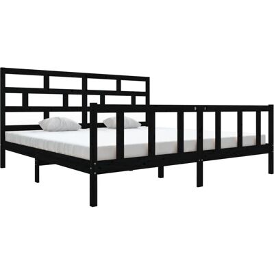 vidaXL Schwarzes Kiefernholz Bettgestell - 200x200 cm - Modernes Holzdesign vidaXL Schwarzes Kiefernholz Bettgestell - 200x200 cm - Modernes Holzdesign
