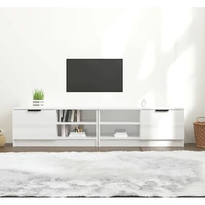 MAISONCHIC 2-Piece White Glossy TV Stand - Modern Living Room Furniture MAISONCHIC 2-Piece White Glossy TV Stand - Modern Living Room Furniture