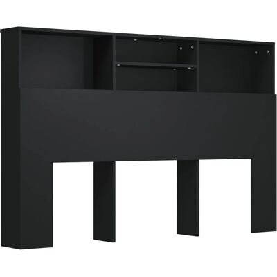 vidaXL Kopfteil mit Schrank Schwarz - Kopfteil mit Regalen für Schlafzimmer vidaXL Kopfteil mit Schrank Schwarz - Kopfteil mit Regalen für Schlafzimmer