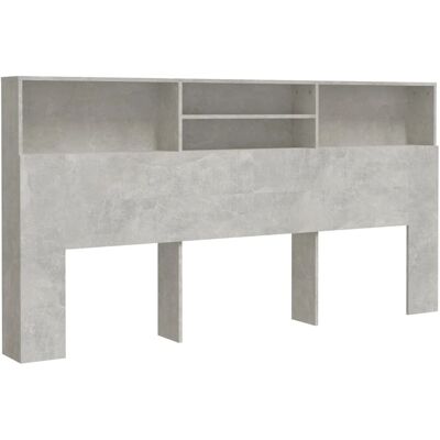 vidaXL Kopfteil Schrank Beton Grau - Schlafzimmer Aufbewahrung - Kopfteil mit Fächern vidaXL Kopfteil Schrank Beton Grau - Schlafzimmer Aufbewahrung - Kopfteil mit Fächern