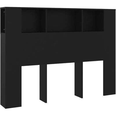 vidaXL Sänggavel med hyllor musta 140x18,5x104,5 cm - Sänggavel vidaXL Sänggavel med hyllor musta 140x18,5x104,5 cm - Sänggavel