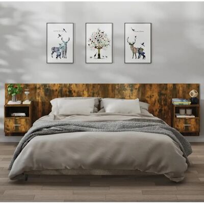 vidaXL Wandmontierte Nachttische 2 Stk Geräucherter Eichen - Wand-Nachttisch vidaXL Wandmontierte Nachttische 2 Stk Geräucherter Eichen - Wand-Nachttisch