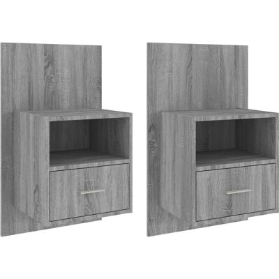 vidaXL Tables de nuit murales Gris Sonoma 2 pcs - NUIT - Publicité vidaXL Tables de nuit murales Gris Sonoma 2 pcs - NUIT - Publicité
