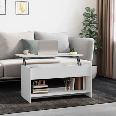 MAISONCHIC Weiße Couchtisch mit Verstecktem Stauraum - Modern & Verstellbar MAISONCHIC Weiße Couchtisch mit Verstecktem Stauraum - Modern & Verstellbar