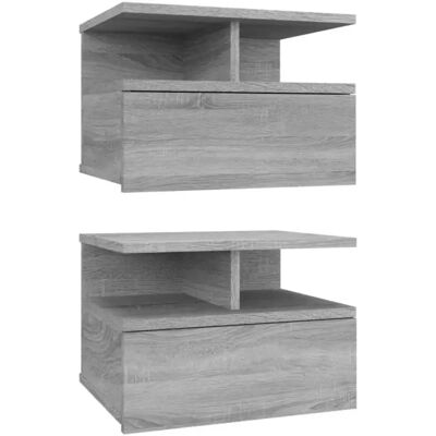 VidaXL Eiken Nachtkastje - Zwevende Bedside Table voor Kleine Kamers VidaXL Eiken Nachtkastje - Zwevende Bedside Table voor Kleine Kamers