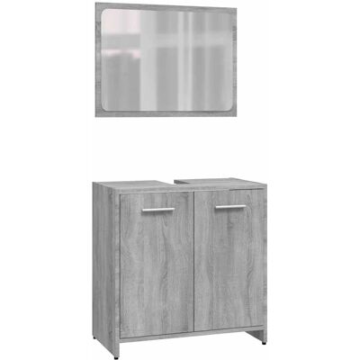 vidaXL Badeværelsesmøbel-Set - Grå Sonoma - Skab & Spejl vidaXL Badeværelsesmøbel-Set - Grå Sonoma - Skab & Spejl