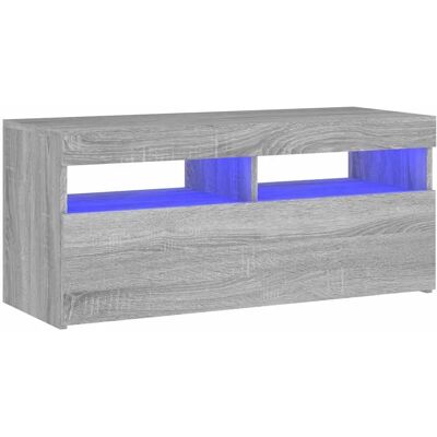 vidaXL 1/2x Meuble TV avec lumières LED Gris Sonoma - Type de TV - Publicité vidaXL 1/2x Meuble TV avec lumières LED Gris Sonoma - Type de TV - Publicité