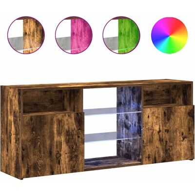 vidaXL Rauchiges Eichen TV-Schrank mit LED-Beleuchtung - 120x30x50 cm vidaXL Rauchiges Eichen TV-Schrank mit LED-Beleuchtung - 120x30x50 cm