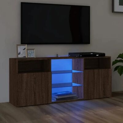 vidaXL Braune Eichen TV-Schrank mit LED-Lichtern - 120x30x50cm vidaXL Braune Eichen TV-Schrank mit LED-Lichtern - 120x30x50cm