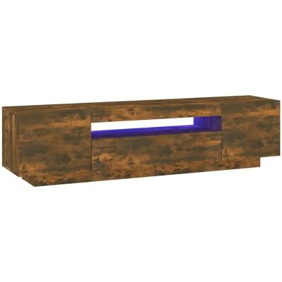vidaXL TV-kast met LED-verlichting Rooke Eik - Woonkamermeubel vidaXL TV-kast met LED-verlichting Rooke Eik - Woonkamermeubel