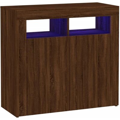 vidaXL Dressoir in donker eikenhout 80x35x75cm met LED-licht vidaXL Dressoir in donker eikenhout 80x35x75cm met LED-licht