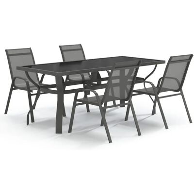 vidaXL Gartentisch-Set Grau Schwarz - Outdoormöbel vidaXL Gartentisch-Set Grau Schwarz - Outdoormöbel