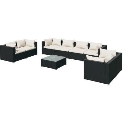 VidaXL Gartenmöbel-Set - Modulares Wasserfestes Rattan Schwarz VidaXL Gartenmöbel-Set - Modulares Wasserfestes Rattan Schwarz