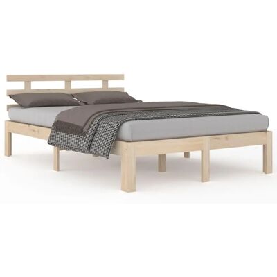 vidaXL Bedframe - 120x190 cm - Massief hout - Bruin - Slaapkamermeubilair vidaXL Bedframe - 120x190 cm - Massief hout - Bruin - Slaapkamermeubilair